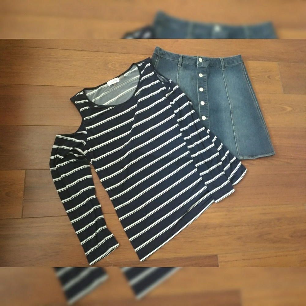 Calvin Klein Cold Shoulder Top Navy